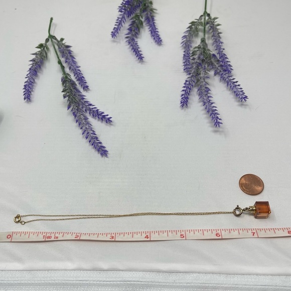 Lirm Thai Amber Colored CZ 925 Sterling Silver Dainty Necklace - Picture 3 of 9